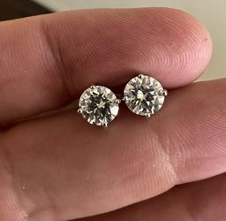 Certified 2ct VVS1-D Moissanite Earrings in 18k Gold Over 925 Sterling Silver
