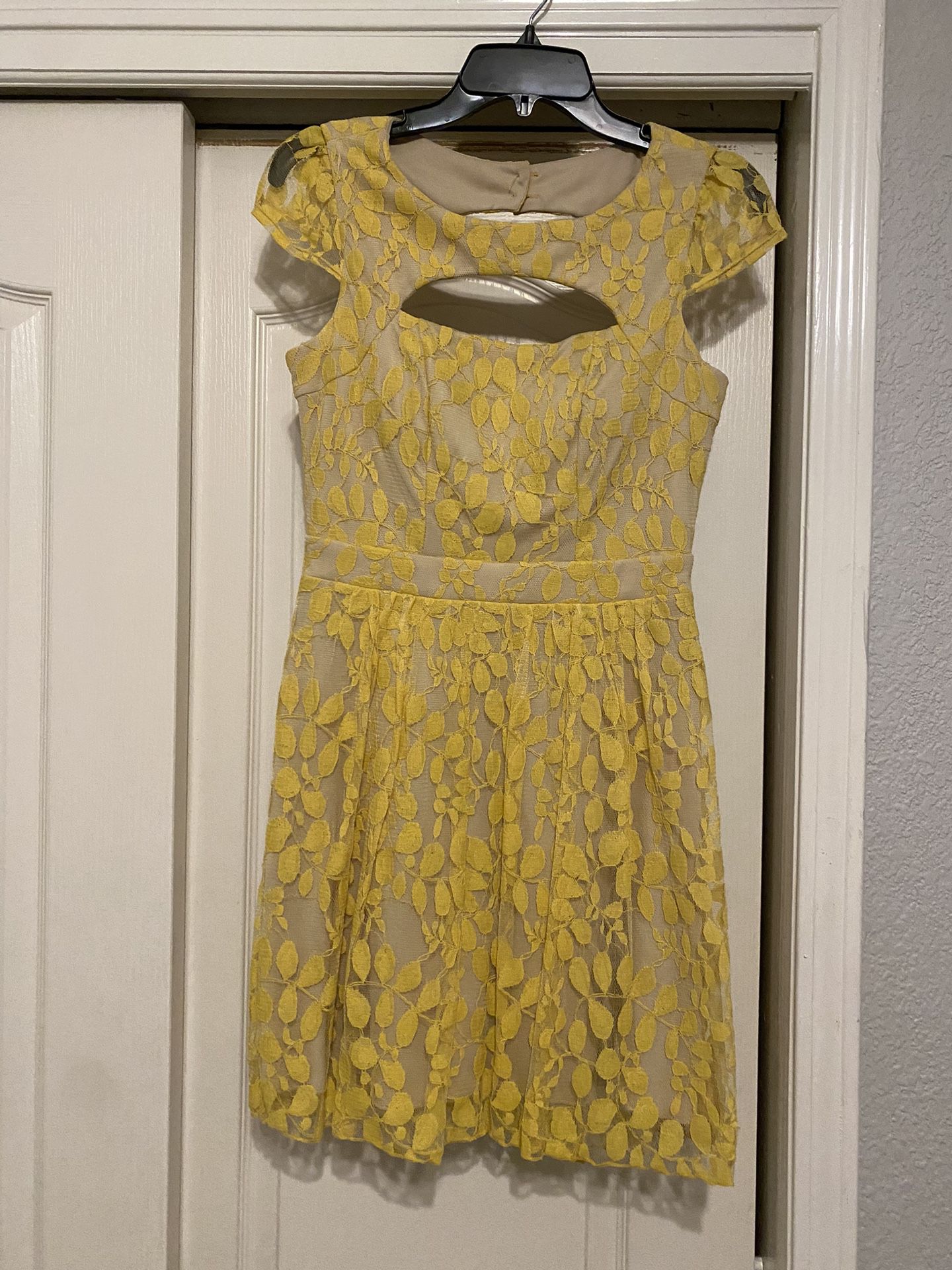 Yellow Floral Mesh Dress
