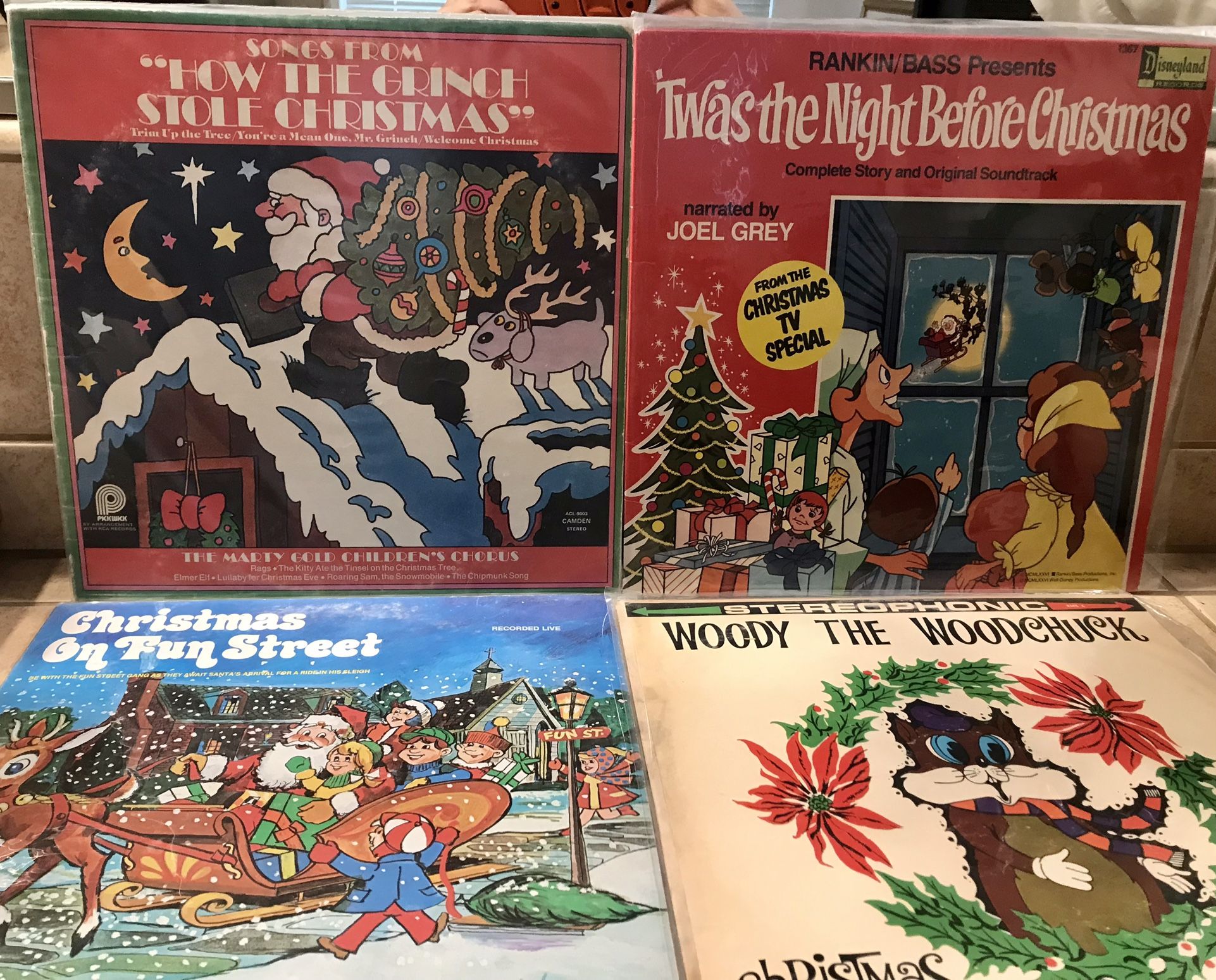 Four Vintage Seasonal Vinyl LP Records