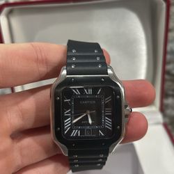 Cartier Santos WSSA0009 Watch Silver And Black 
