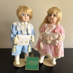 Moments Treasured Flower Girl Ring Bearer Porcelain Doll Set 11 Inch