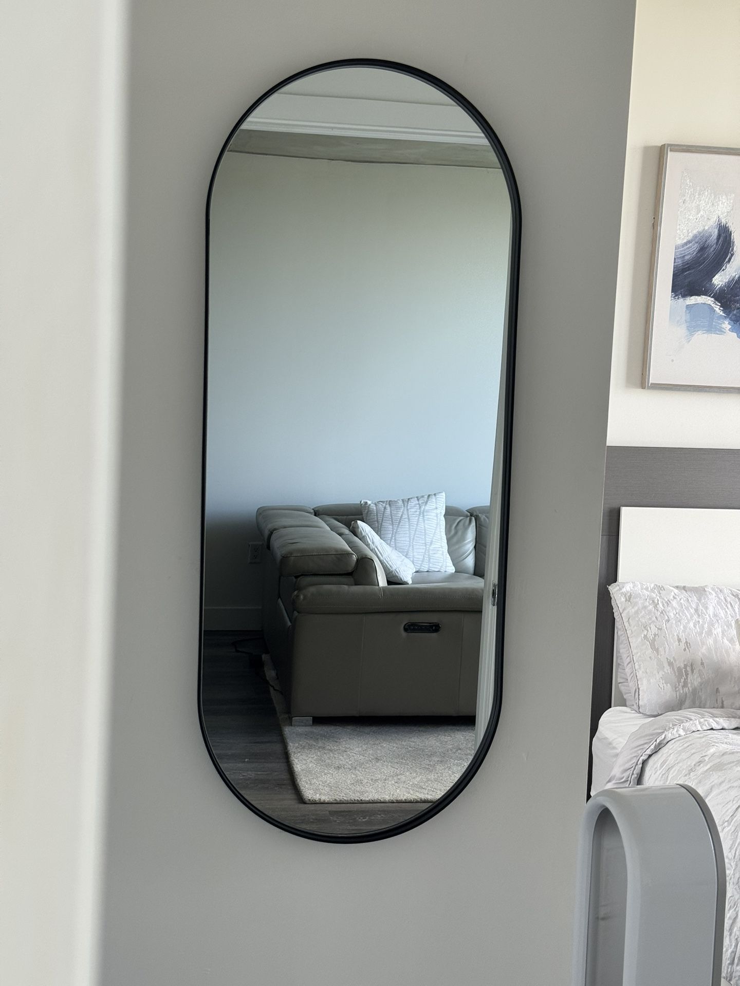 Black Frame Metal Wall Mirror – 39.5” x 16”