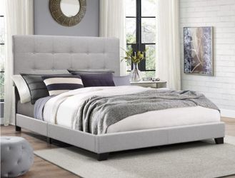 New in box gray color king size bed frame only special. 