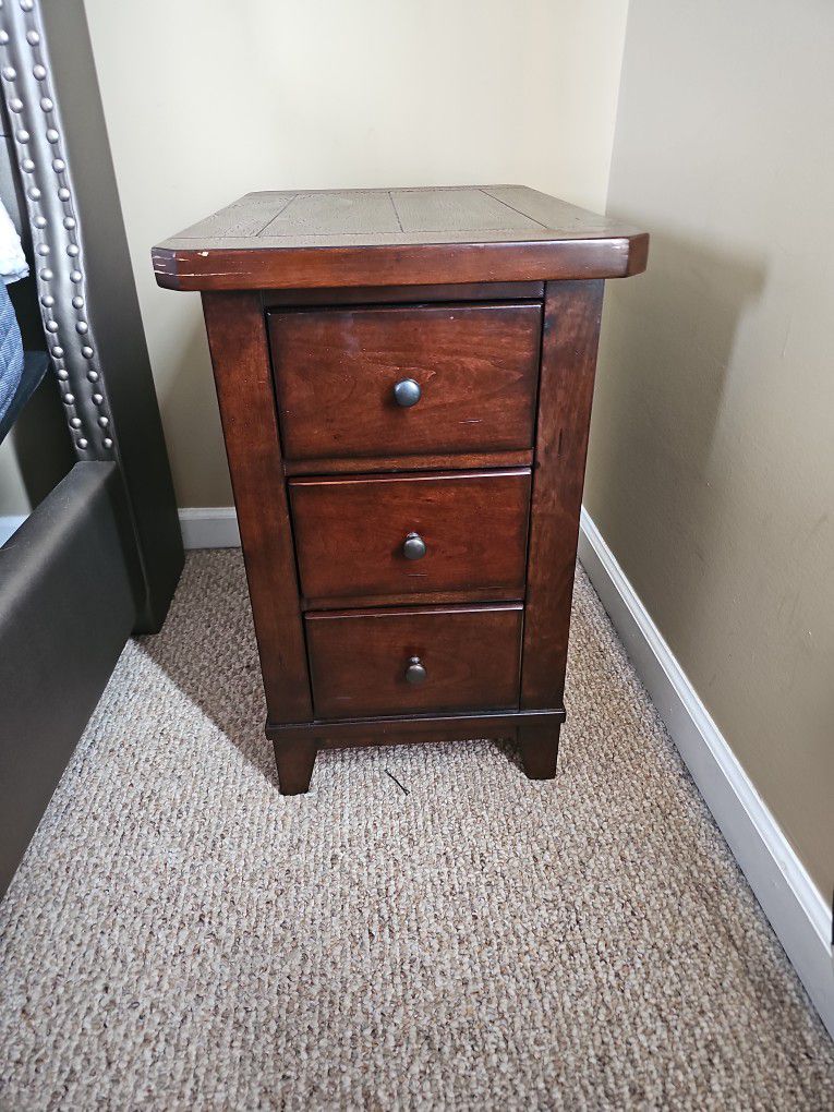 Side Table-3 Drawers Heavy Wood. $70