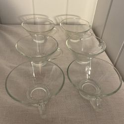 Vintage Anchor Hocking clear glass punch mugs Set 6 glass mug Modernistic MCM