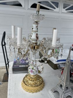 Capodimonte FBAI Ceramic 5 Arm Candelabra Table Mantle Piece Bronze Made In Italy