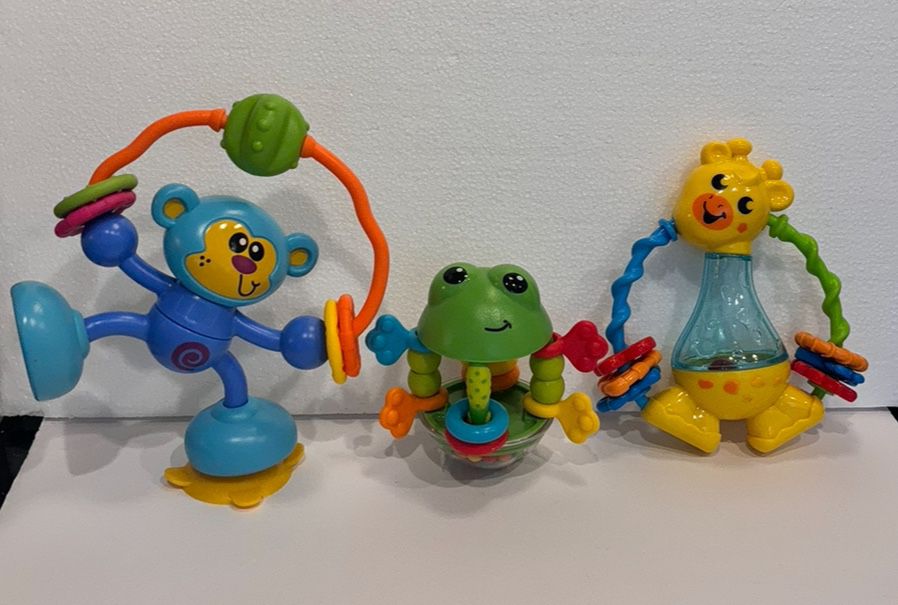Infantino Flip Flop Frog and Stick Spin Monkey PlayGo Giraffe Rattle Toys