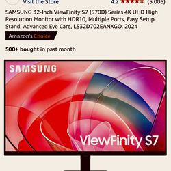 Samsung 32-Inch ViewFinity S7 4K UHD Monitor – 2024 Model - Free HDMI Cable!