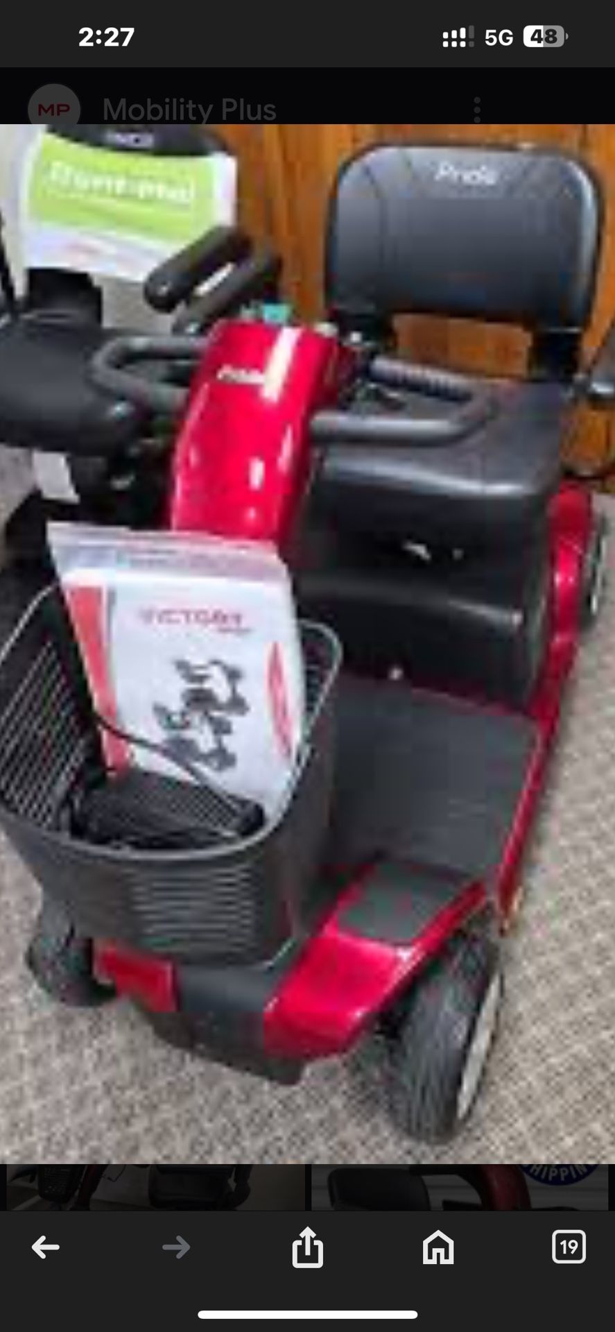 Victory 9, 4 wheel Mobility Scooter, Red 