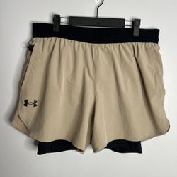 Under Armour Vanish Elite 2 In 1 Shorts Mens XL Timberwolf Taupe Beige