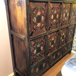 Antique Hand Painted Tibetan Dresser
