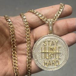 -Stay humble hustle hard- iced out simulated diamonds stones pendant and rope necklace 🔥🔥🔥