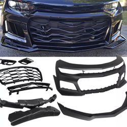Fits 16-18 Chevy Camaro ZL1 Style Unpainted Front Bumper Cover Conversion w/ Lip