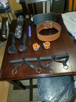 HIS AND HERS WORKOUT EQUIPMENT.