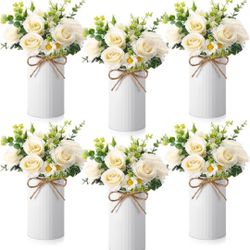 Set of 18 Centerpiece ,Artificial Fake Rose Flowers with Metal Vase,