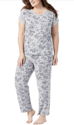 New Lucky Brand Women's 4 Piece Pajama Set Mini Denim Floral Size