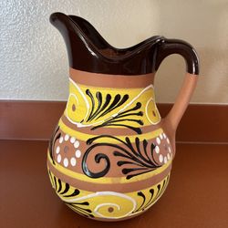 Large Mexican Clay Pottery Pitcher