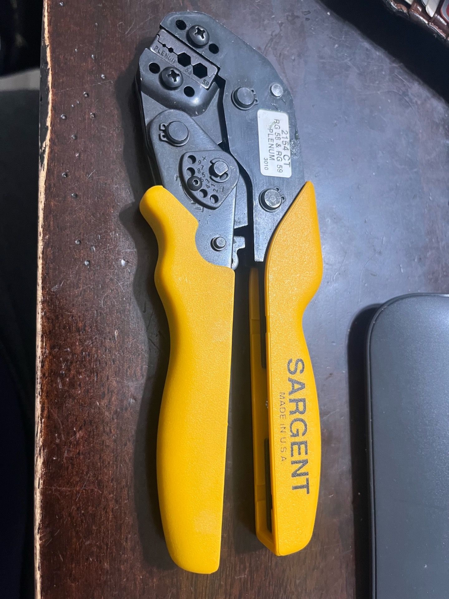 Sargent Coax Crimp Tool 2154CT Plenum for RG58 & RG59