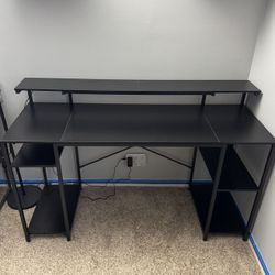 Gaming Desk Carbon Fiber with RGB Light Strip