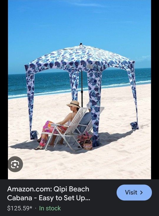 Qipi Beach Cabana - Easy to Set Up Canopy, Waterproof, Portable 6' x 6'
