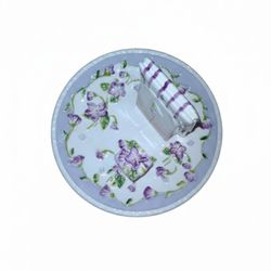 Vintage Lady Jayne Ltd. Ceramic Tea Bag Rest Plate - Violet Floral Pattern (2003)