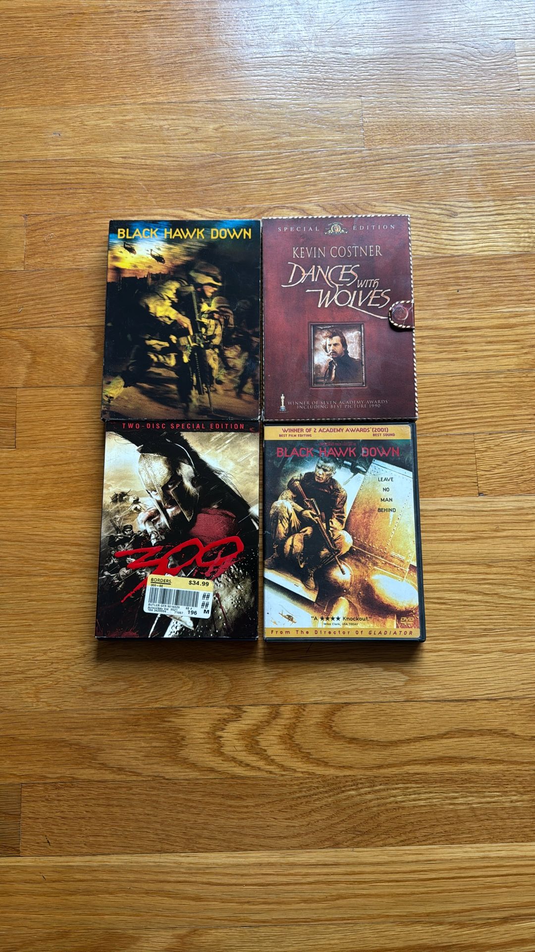 Black Hawk Down, Dances with Wolves, 300 DVD Special Editions