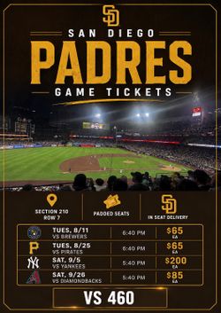 San Diego Padres Game Tickets – Section 210