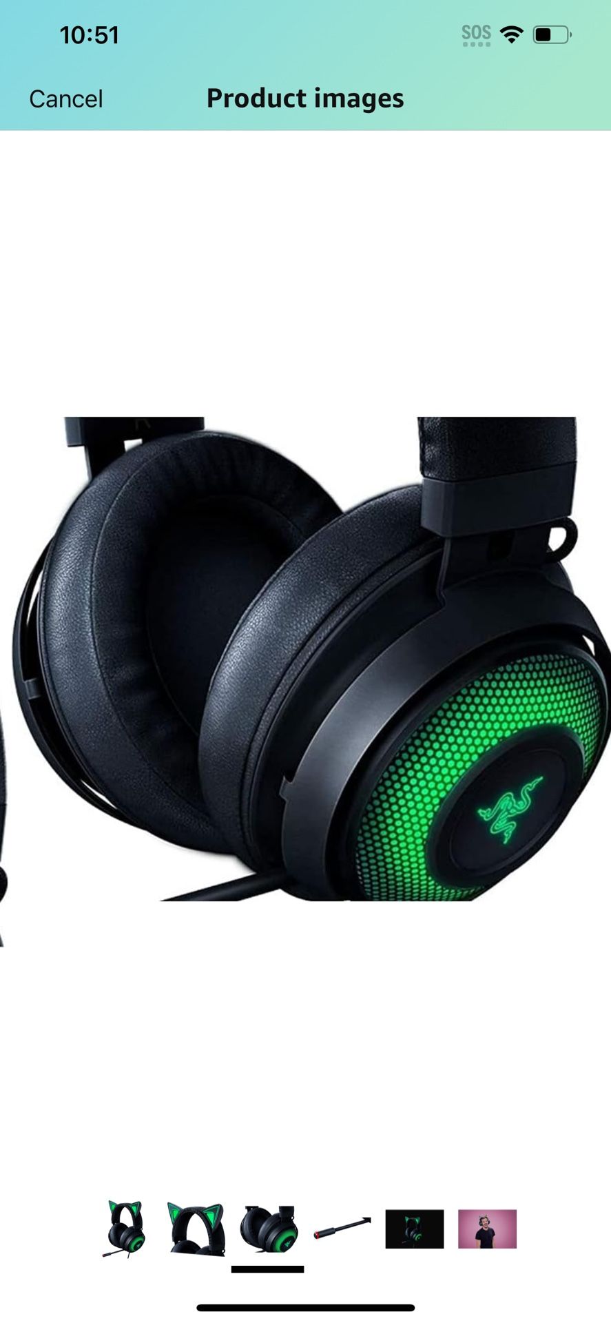 Razer Kraken Kitty RGB USB Gaming Headset: THX 7.1 Spatial Surround Sound Chroma RGB Lighting Retractable Active Noise Cancelling Mic Lightweigh