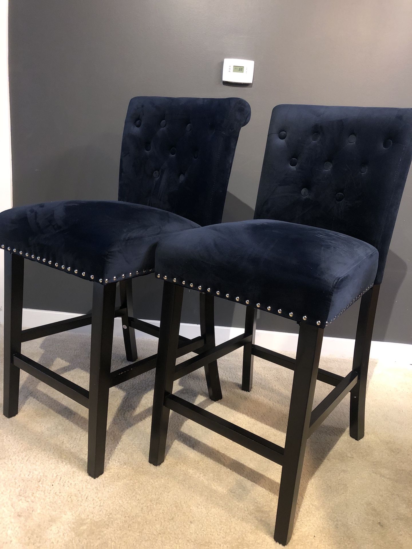 Navy blue velvet studded bar stools.. for Sale in Essex, MD OfferUp