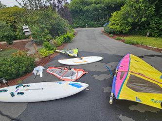 Windsurfing Gear Package – 2 Boards, Sails, Masts & Booms