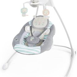 Ingenuity InLighten 6-Speed Foldable Baby Swing with Light Up Mobile, Swivel Infant Seat and Nature