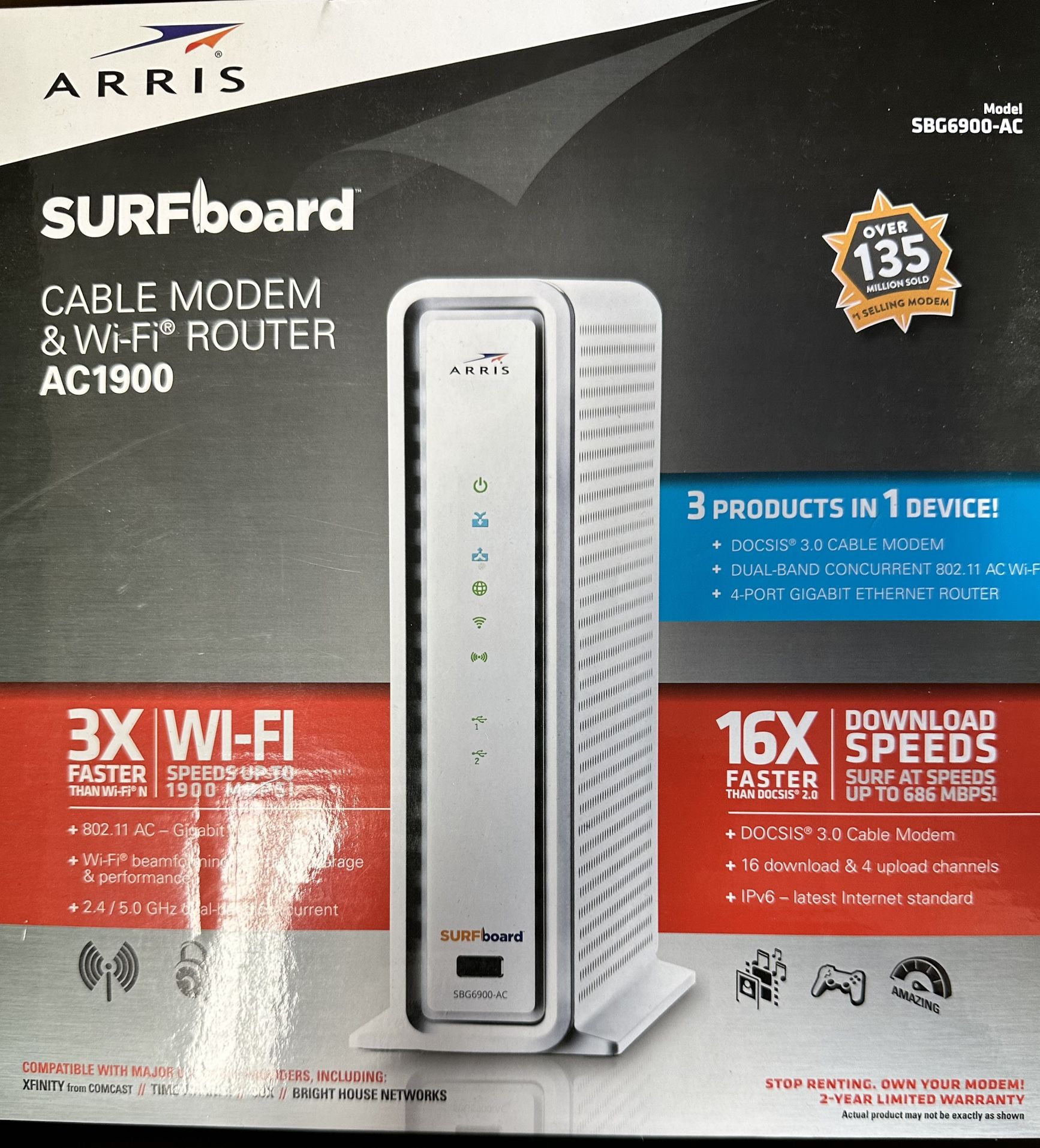 Arris SURFboard Cable Modem & Wi-Fi Router AC1900