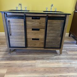 🔥 48” Farmhouse Double Sink Vanity – Rustic Elegance Meets Modern Function 🔥