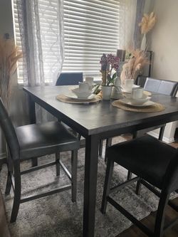 Grey Countertop height 4 piece dining table