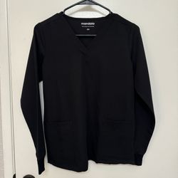 Mandala Scrubs Long Sleeve 6 Pocket Top Black