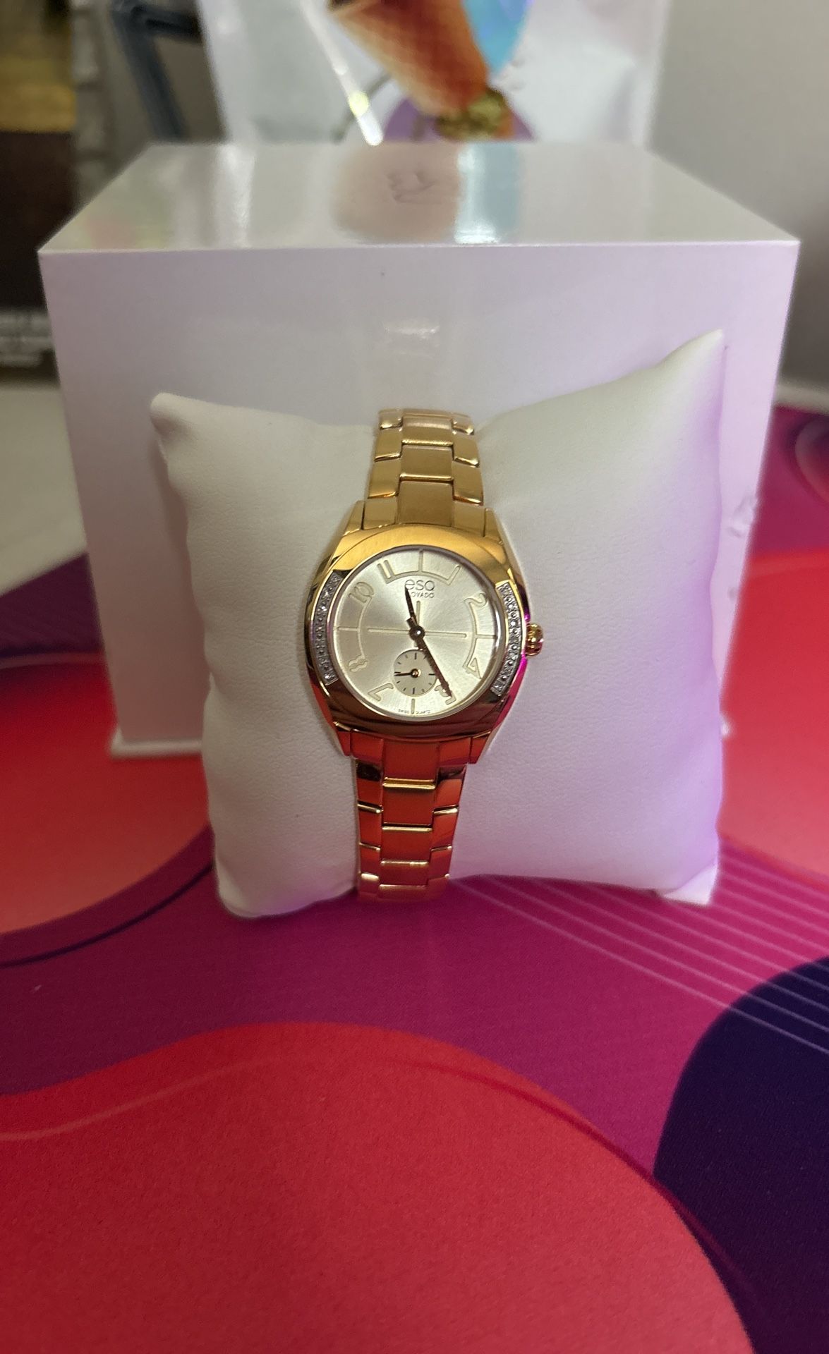 ESQ Movado Origin Diamond Gold Plate Steel Ladies Swiss Quartz Watch