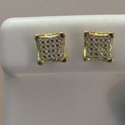 Sterling Silver Yellow Gold Screwback Earrings 