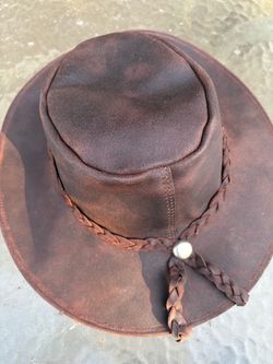 Brown Leather Cowboy / Outback Hat – Braided Band – Western Style