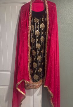 Indian Pakistani Tradition Designer Shalwar Kameez Embroidery Silk