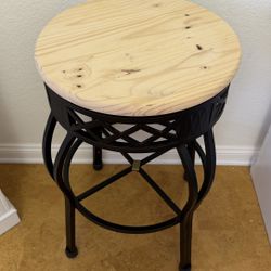 Vintage Handmade Side Table with Rotating Top 