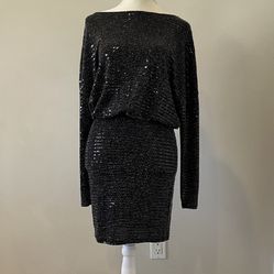 H&M Sequin off-the-shoulder black dress (size XS)