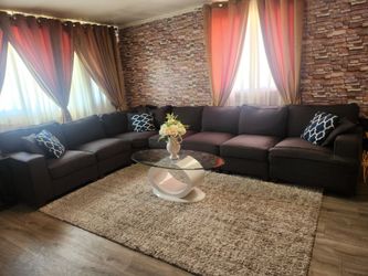 Large Dark Gray L-Shaped Sectional Sofa