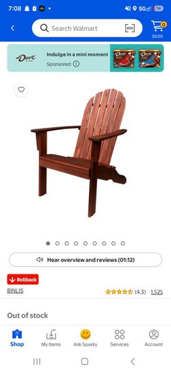 Mainstay adrindack wooden chair
