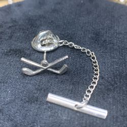 Vintage Sterling Silver Golf Clubs and ball tie tack