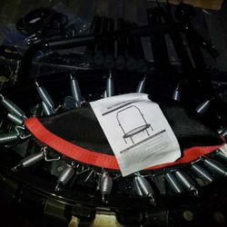 New RAVS Mini Trampoline for Kids Adults 40"/48" Foldable Fitness Rebounder Kids Trampoline W/ 5 Levels Height Adjustable Handle Resistance Bands Indo