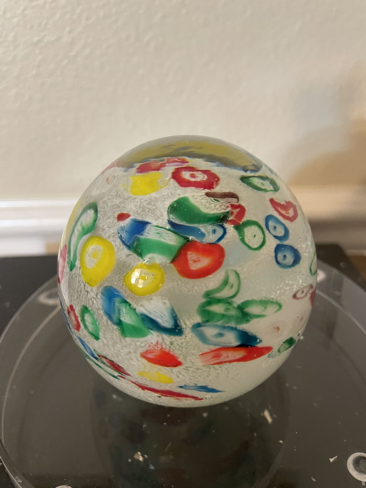 Millefiori Colorful Glass Paperweight 2.5”