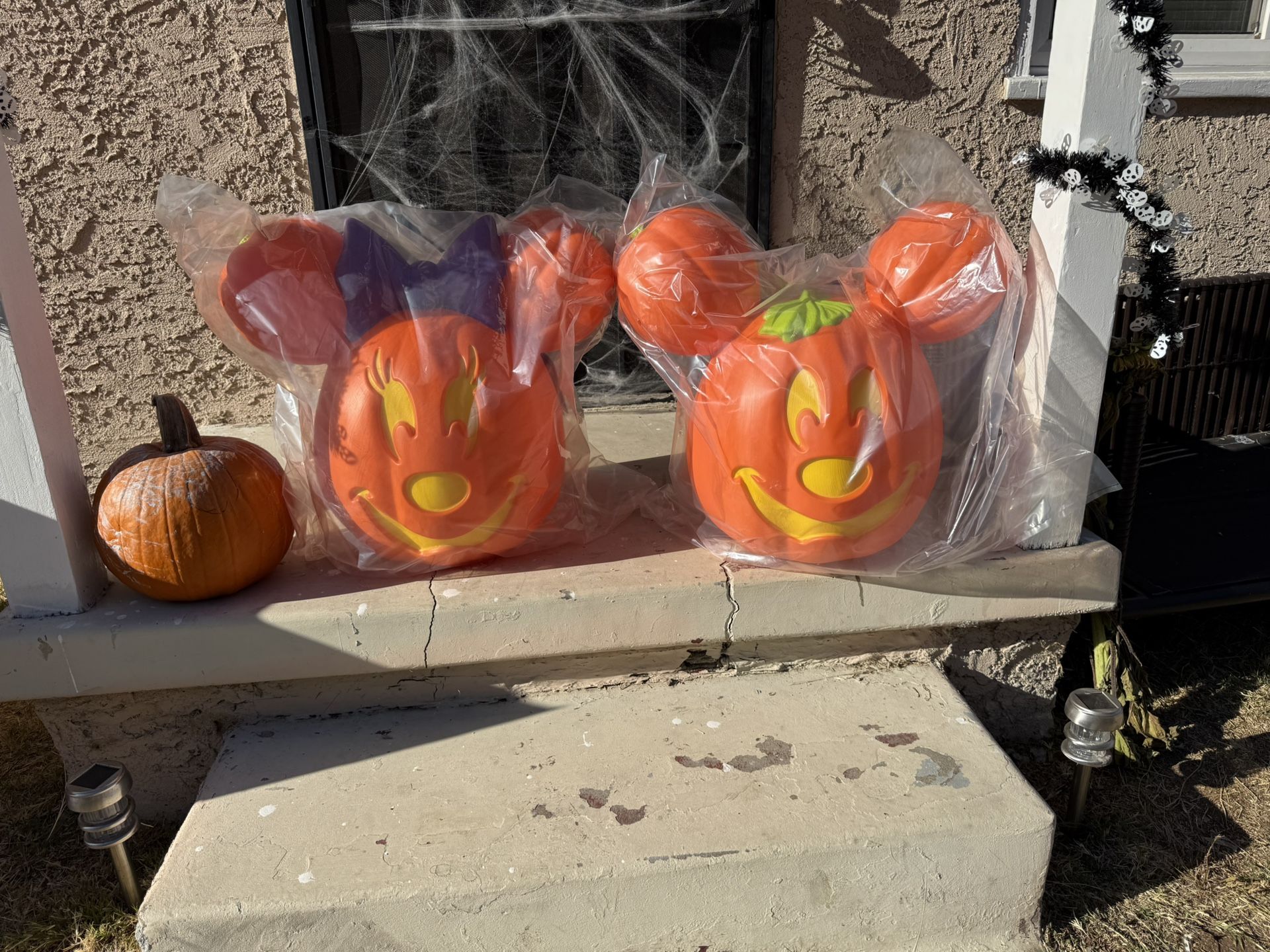 Giant Disney Mickey Mouse and Minnie Mouse Light-Up Jack-o’-Lantern