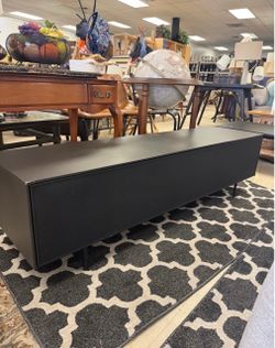 modern black low-profile metal credenza or TV stand - 63” x 16” x 17”