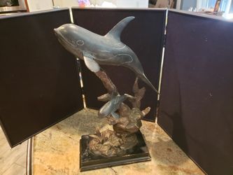 Killer Whale Orca Bronze Or Brass Statue, 20 Inches Tall