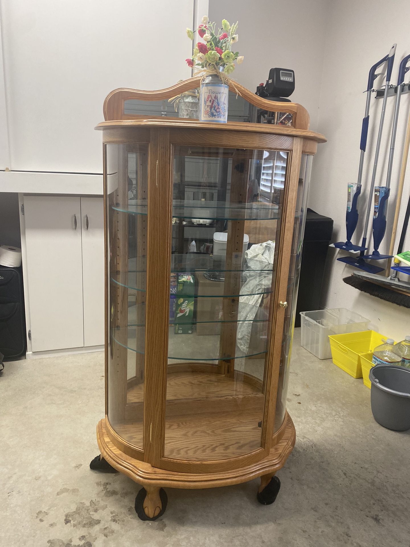 Solid Oak Curio Cabinet, Like New. 